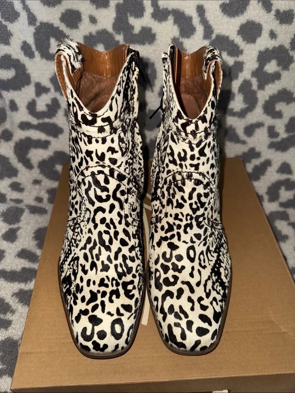 Zodiac Leopard Print Hair On Hide Ankle Boots- Women’s 8.5